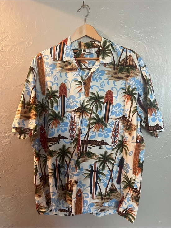 Aloha Republic Other - Aloha Republic Surfboard & Palm Print Made in Hawaii Hawaiian Cotton Shirt XL